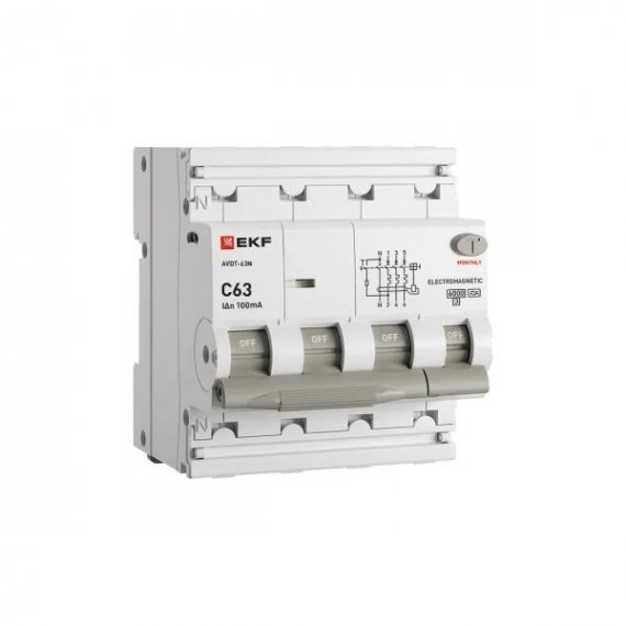 Фотография товара 'EKF D63N46MA63C100 Автоматический выключатель дифференциального тока АВДТ-63N 3P+N 63А'