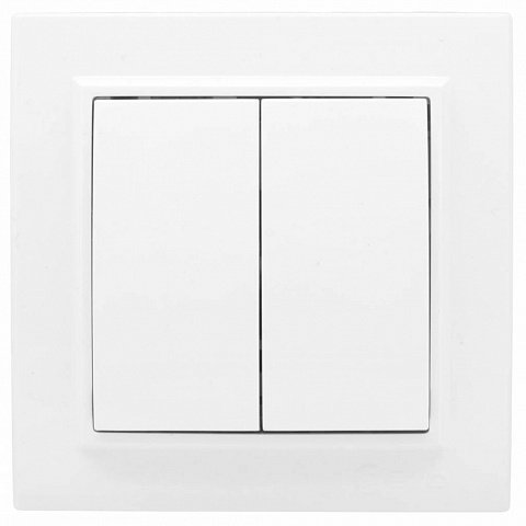 Фотография товара 'EKF Выключатель 2-клавишный СП, 10А Basic ERV10-023-10'