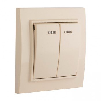 Фотография товара 'EKF Выключатель 2-клавишный СП, Минск, с индикатором 10А ERV10-123-20'