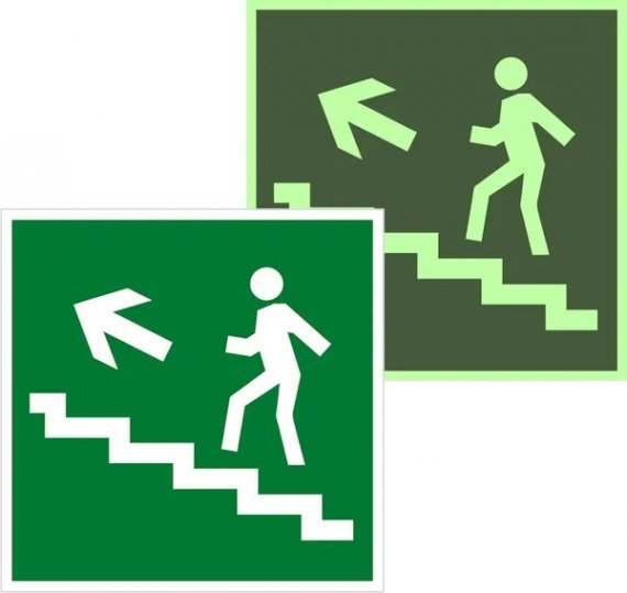 Фотография товара 'EKF an-e-16-f Знак наклейка E16 "Направление к эвакуационному выходу по лестнице вверх"'