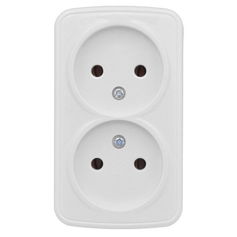 Фотография товара 'EKF Розетка 2-местная ОП 10А без заземления Basic EGR10-102-10'