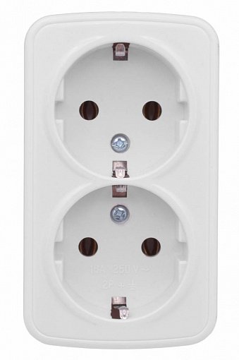 Фотография товара 'EKF Розетка 2-местная ОП 16А с заземлением Basic EGR16-128-10'