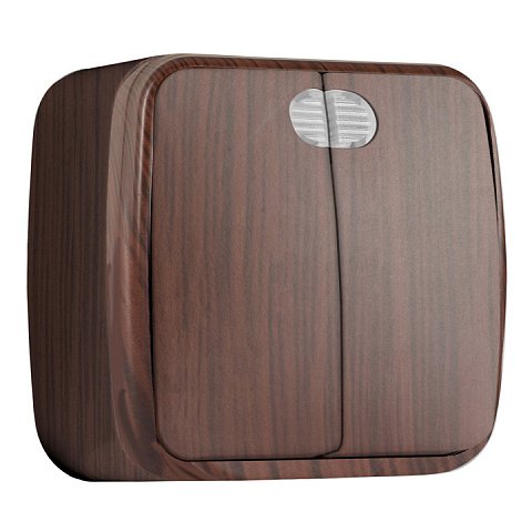 Фотография товара 'EKF Выключатель 2-клавишный ОП Минск 10А с индикатором EGV10-123-40'