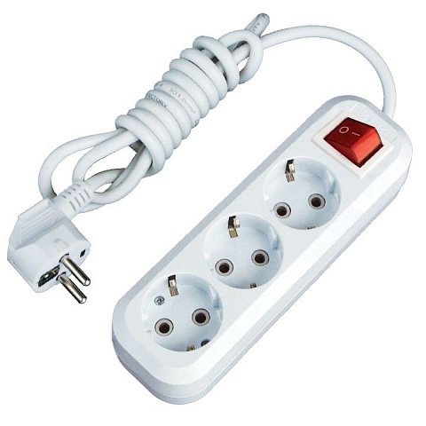 Фотография товара 'EKF Удлинитель Эксперт, 3 гнезда, 16А/3,5кВт с выключателем и заземлением ПВС 3х1 PROxima UBA16-310-3-03i'