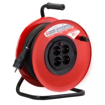 Фотография товара 'EKF Удлинитель на катушке Гефест 2.0, 4 гнезда КГ 3*2,5 16А/3,5кВт PROxima UKG02-16-R325-4-50'