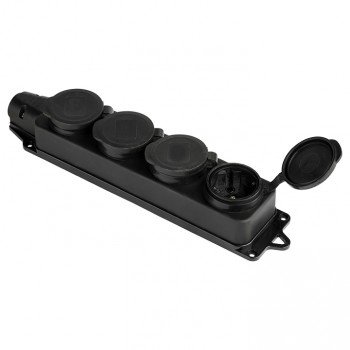 Фотография товара 'EKF Розетка четырехместная с крышками каучуковая 230В 2P+PE 16A IP44 PROxima RPS-020-16-230-44'