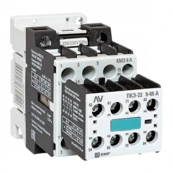 Фотография товара 'EKF ctr-s-9-10-230-av-22 Комплект КМЭ 9А 1NO 230В АС с дополнительными контактами 2НО+2НЗ'