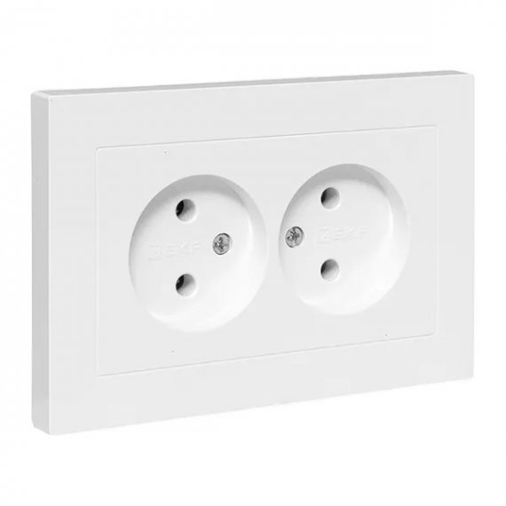 Фотография товара 'EKF UP1-SOW-200 Механизм розетки двойной, 16А, без заземления, без шторок, с рамкой'