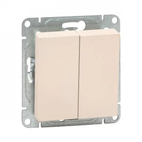 Фотография товара 'EKF UP1-SWI-23 Механизм выключателя, двухклавишный, кнопочный, кремовый Эпика'