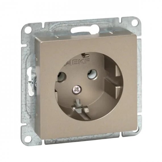Фотография товара 'EKF UP1-SOC-110 Механизм розетки, 16А, с заземлением, без шторок, шампань Эпика'
