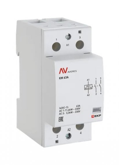 Фотография товара 'EKF km-av-2-63-20-48V Контактор модульный КМ 63А 2NO 48В АС'