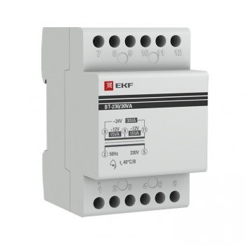 Фотография товара 'EKF Трансформатор звонковый модульный BT-230В/12-12В 30ВА EKF PROxima bt-230/30va'