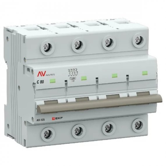 Фотография товара 'EKF mcb125-4-80C-av Выключатель автоматический AV-125 4P 80A (C) 10kA'