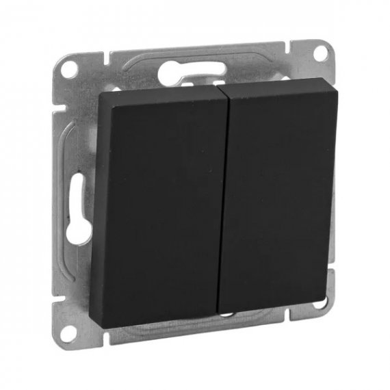 Фотография товара 'EKF UP1-SWB-22 Механизм выключателя, двухклавишный, перекрёстный, чёрный Эпика'