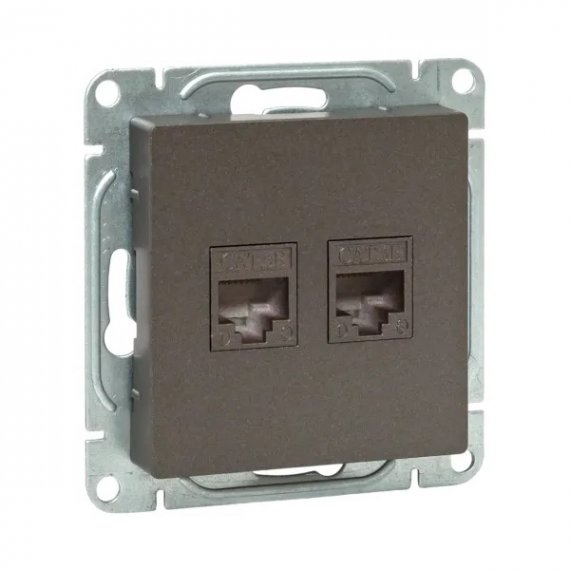 Фотография товара 'EKF UP1-SOM-2RJ45-5 Механизм розетки RJ45 - 2шт, (cat5), мокко Эпика'