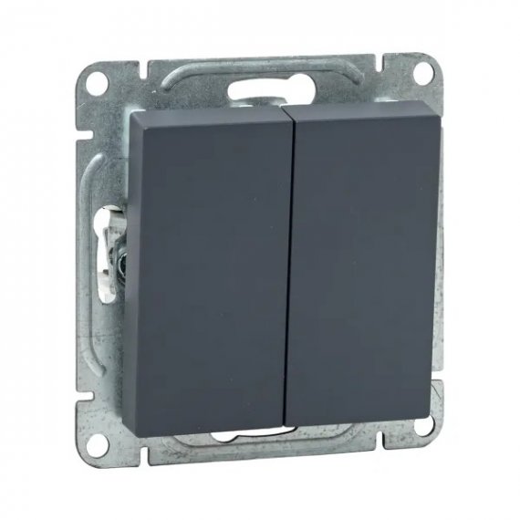 Фотография товара 'EKF UP1-SWG-23 Механизм выключателя, двухклавишный, кнопочный, графит Эпика'