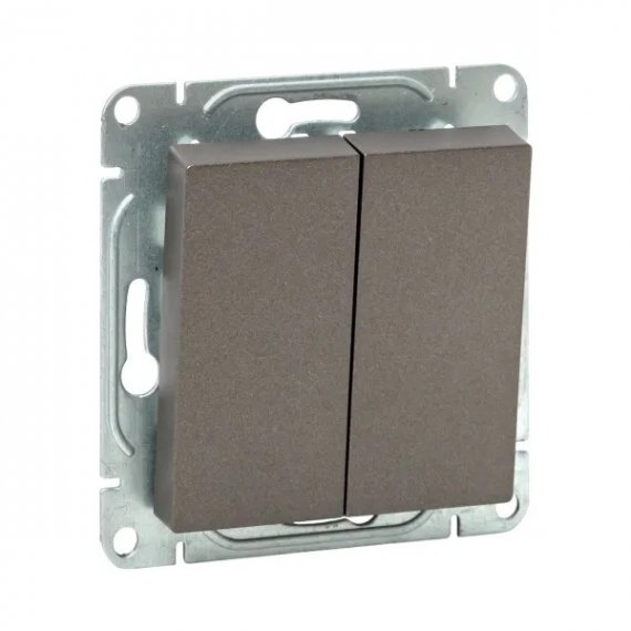 Фотография товара 'EKF UP1-SWM-22 Механизм выключателя, двухклавишный, перекрёстный, мокко Эпика'