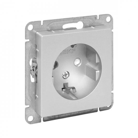 Фотография товара 'EKF UP1-SOA-111 Механизм розетки, 16А, с заземлением, со шторками, алюминий Эпика'