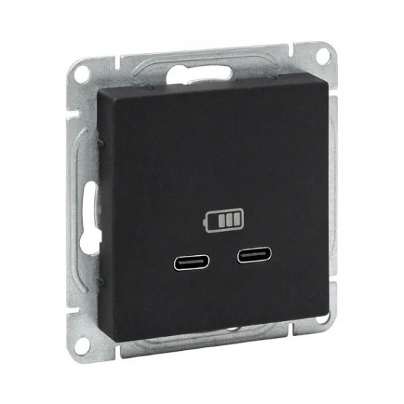 Фотография товара 'EKF UP1-SOB-2USBC Механизм розетки USB-C - 2шт, чёрный Эпика'