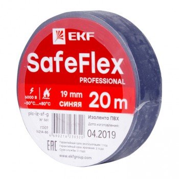 Фотография товара 'EKF Изолента ПВХ синяя 19мм 20м серии SafeFlex plc-iz-sf-s'