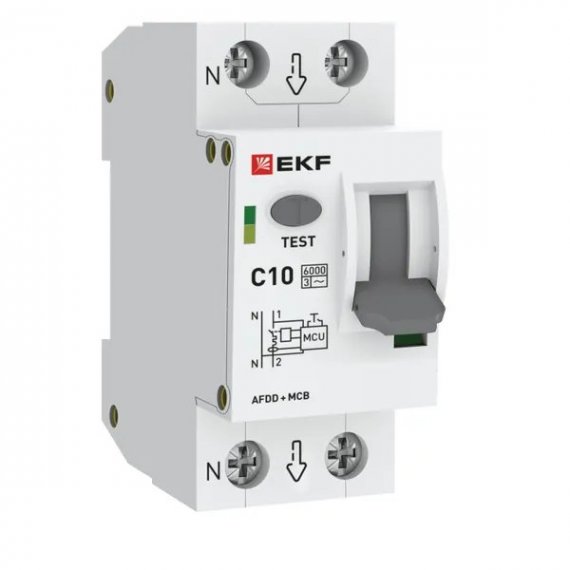 Фотография товара 'EKF afdd-2-10C-pro Устройство защиты от дугового пробоя (УЗДП) 1P+N 10А (C) 6кА'