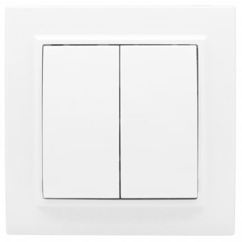 Фотография товара 'EKF Выключатель 2-клавишный СП проходной 10А белый ERV10-027-10'