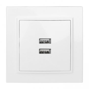 Фотография товара 'EKF Минск Розетка USB 2-местная СП 2,1А белая ERR-2USB-100'