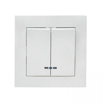 Фотография товара 'EKF Валенсия выключатель 2-кл. 10А белый с индикатором EWV10-123-10'