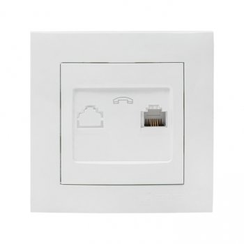 Фотография товара 'EKF Валенсия розетка телефонная RJ-11 1-местная белая EWT01-034-10'