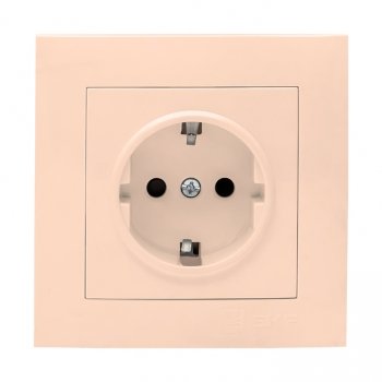 Фотография товара 'EKF Валенсия розетка 1-местная с/з 16А кремовая с защитными шторками EWR16-028-20'