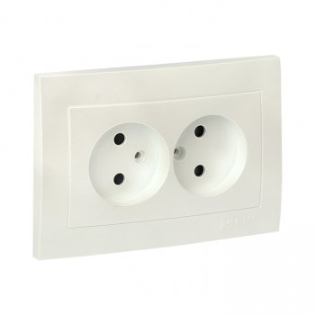 Фотография товара 'EKF Валенсия лицевая панель розетка 2-местной б/з 10А жемчуг ESR10-L-102-50'