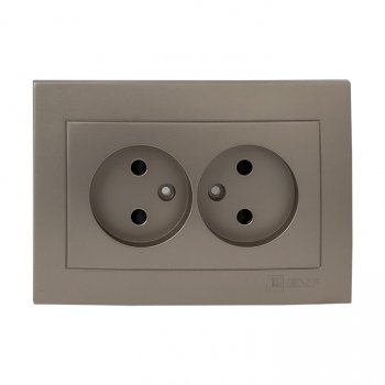 Фотография товара 'EKF Валенсия лицевая панель розетка 2-местной б/з 10А кашемир ESR10-L-102-40'
