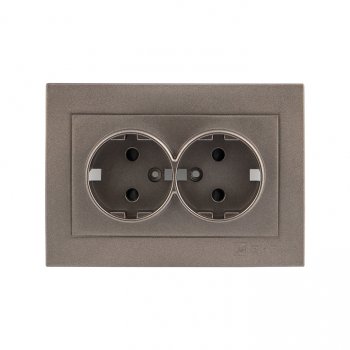 Фотография товара 'EKF Валенсия лицевая панель розетки 2-местной с/з 16А графит ESR16-L-128-60'