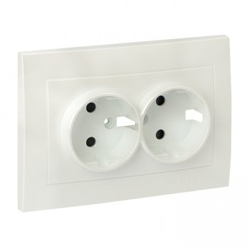 Фотография товара 'EKF Валенсия лицевая панель розетки 2-местной с/з 16А жемчуг ESR16-L-128-50'