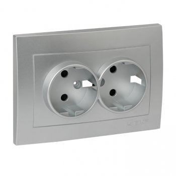 Фотография товара 'EKF Валенсия лицевая панель розетки 2-местной с/з 16А сталь ESR16-L-128-30'