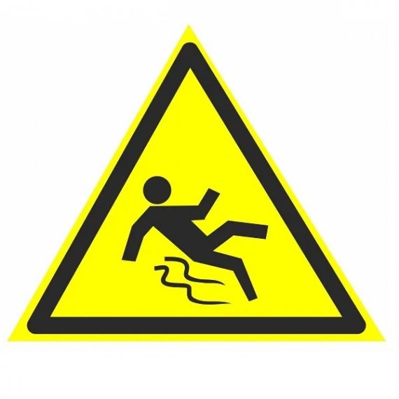 Фотография товара 'EKF pn-w-28 Знак пластик W28 "Осторожно. Скользко" (200x200x200)'