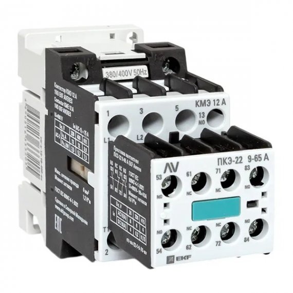 Фотография товара 'EKF ctr-s-12-10-400-av-22 Комплект КМЭ 12А 1NO 400В с дополнительными контактами 2НО+2НЗ АС'