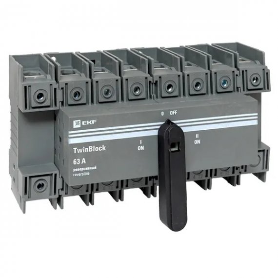 Фотография товара 'EKF tb-s-63-4p-rev Рубильник 63A 4P реверсивный c рукояткой для прямой установки TwinBlock'