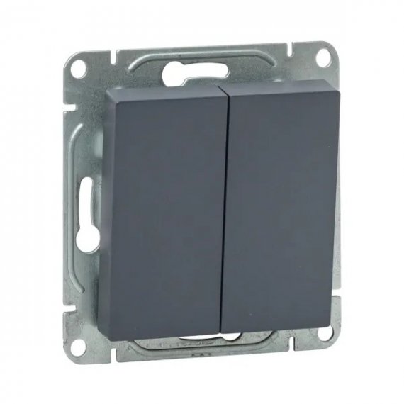 Фотография товара 'EKF UP1-SWG-22 Механизм выключателя, двухклавишный, перекрёстный, графит Эпика'