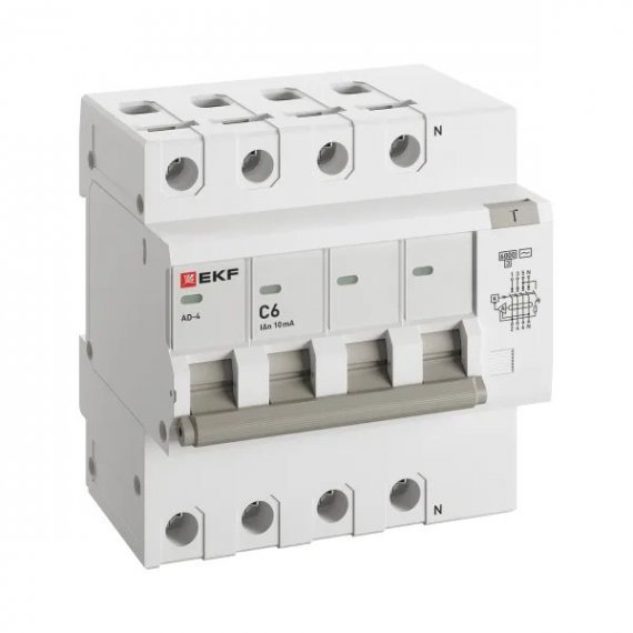 Фотография товара 'EKF DA4-6-06-10-pro Автоматический выключатель дифференциального тока АД-4 4Р 6А'
