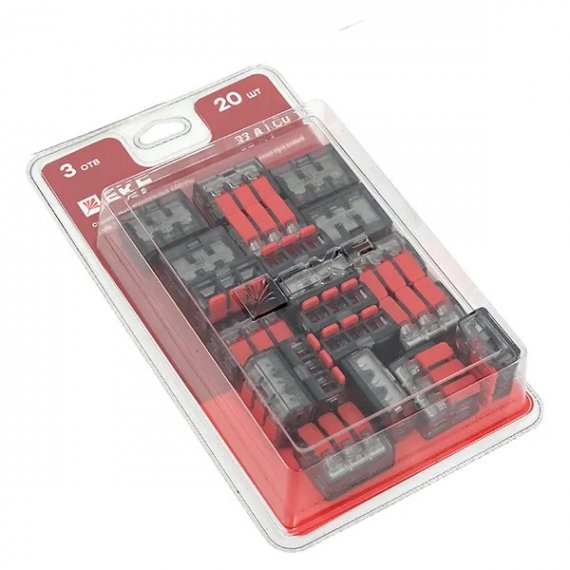 Фотография товара 'EKF plc-smk-221-413b-20 Клемма СМК 221-413 с рычагом 3 отверстия 0.2-4.0 мм2'