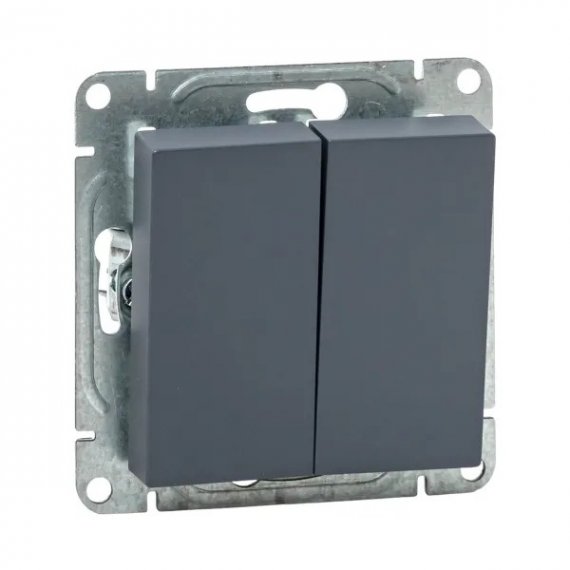 Фотография товара 'EKF UP1-SWG-20 Механизм выключателя, двухклавишный, графит Эпика'