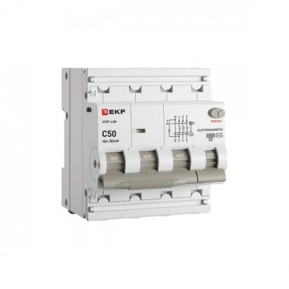 Фотография товара 'EKF D63N46M50C30 Автоматический выключатель дифференциального тока АВДТ-63N 3P+N 50А'