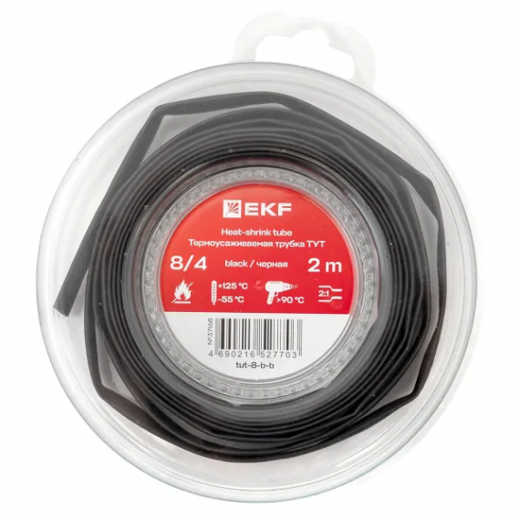 Фотография товара 'EKF tut-8-b-b Термоусаживаемая трубка ТУТ нг 8/4'