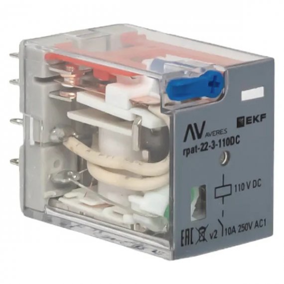 Фотография товара 'EKF rpat-22-3-110DC Реле промежуточное с кнопкой и мех. Индикацией RPAt 22/3 10A 110В DC'