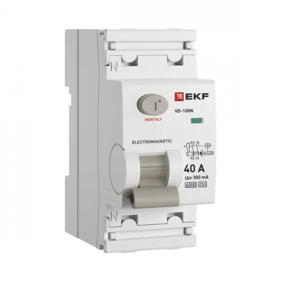 Фотография товара 'EKF E1026MA40300 Выключатель дифференциального тока ВД-100N 2P 40А 300мА A эл-мех 6кА'