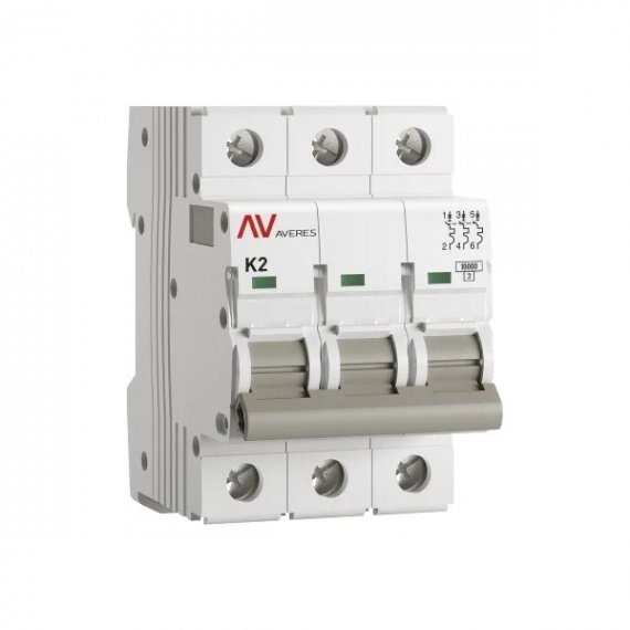 Фотография товара 'EKF mcb10-3-02K-av Выключатель автоматический AV-10 3P 2A (K) 10kA'