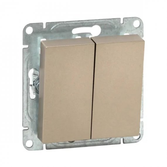 Фотография товара 'EKF UP1-SWC-23 Механизм выключателя, двухклавишный, кнопочный, шампань Эпика'