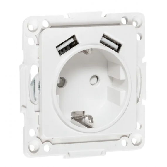 Фотография товара 'EKF EYR16-2USB-typeA Стокгольм Механизм Розетки 1-местной с/з, USB 2A 16А'