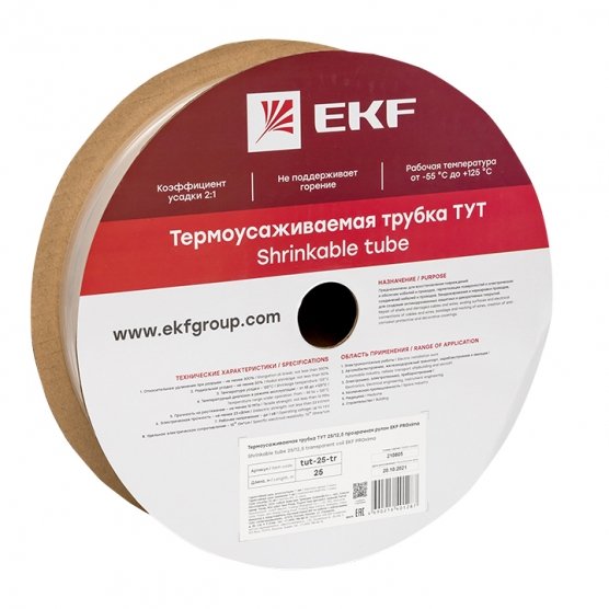 Фотография товара 'EKF tut-25-tr Термоусаживаемая трубка ТУТ 25/12,5 PROxima'